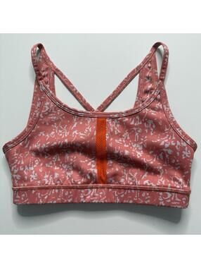 Nike Girls Dri-FIT Sports Bra Pink White Abstract Print Strappy Back Size Small